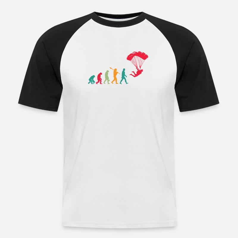 Fallschirm Evolution Fallschirmspringer - Männer Baseball-T-Shirt - Weiß/Schwarz