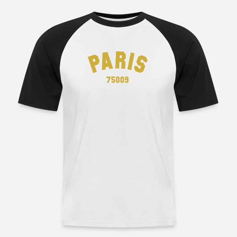 PARIS 9. Arrondissement - Männer Baseball-T-Shirt - Weiß/Schwarz