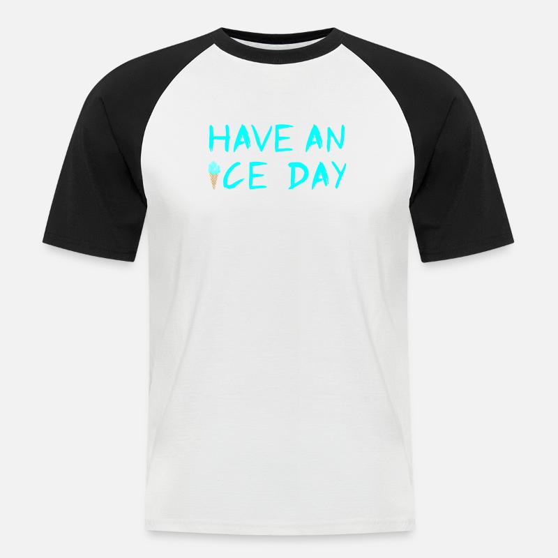 Eis Eiscreme coole Sprüche Sommerzeit Fan - Männer Baseball-T-Shirt - Weiß/Schwarz