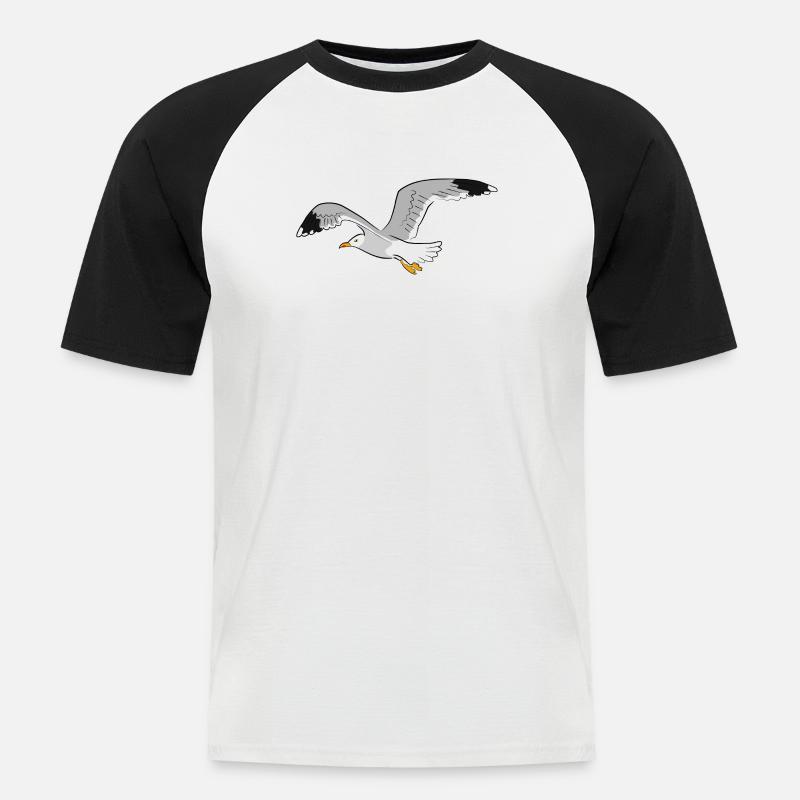 moewe vogel strand - Männer Baseball-T-Shirt - Weiß/Schwarz