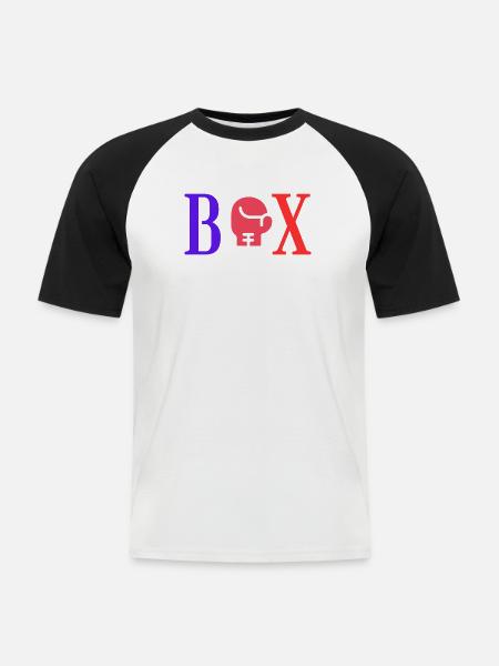 Boxing Power Logo - Men's Baseball T-Shirt - white/black