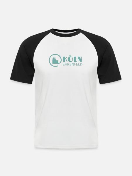 @Köln Ehrenfeld - Männer Baseball-T-Shirt - Weiß/Schwarz