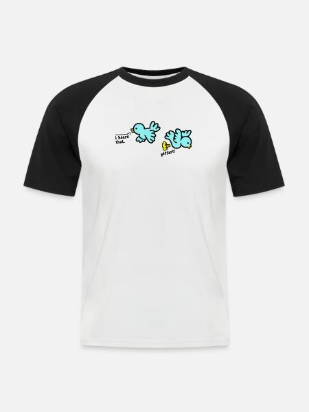 when birds fart - Männer Baseball-T-Shirt - Weiß/Schwarz