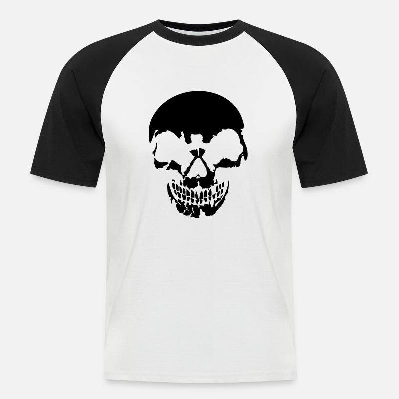 Skull - Männer Baseball-T-Shirt - Weiß/Schwarz