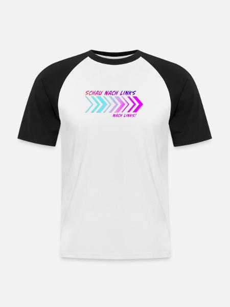 Richtungspfeile Schau nach links - Männer Baseball-T-Shirt - Weiß/Schwarz
