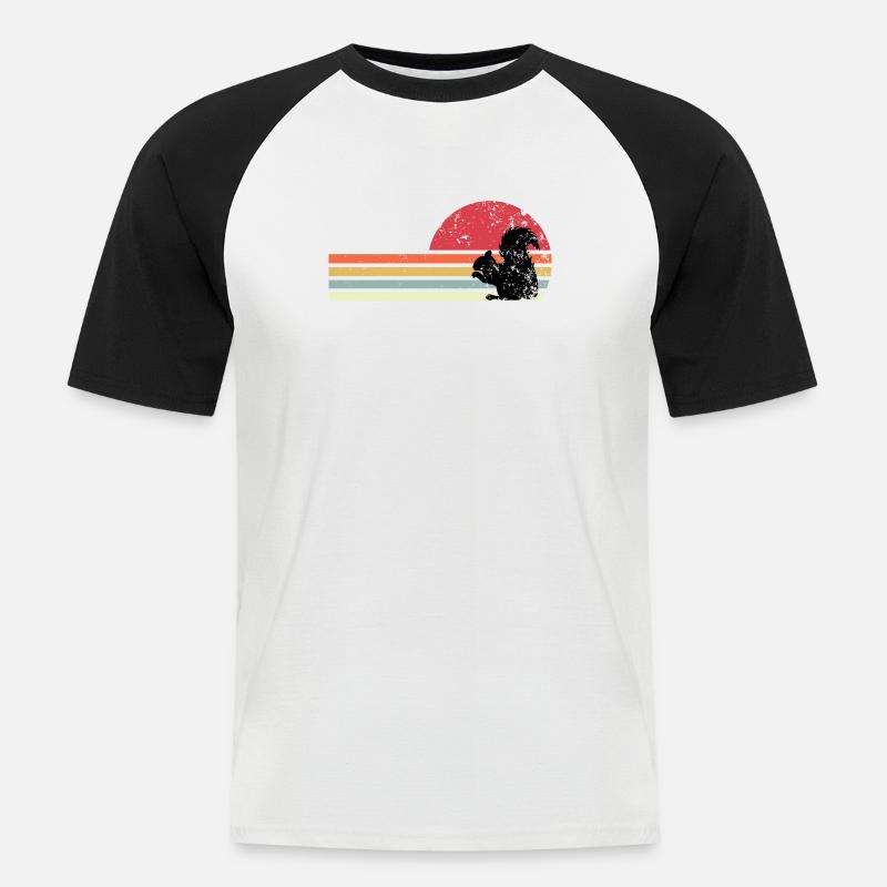 Retro-Eichhörnchen - Männer Baseball-T-Shirt - Weiß/Schwarz