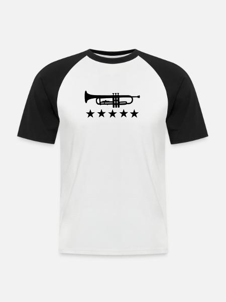 trompette - T-shirt baseball manches courtes Homme - blanc/noir