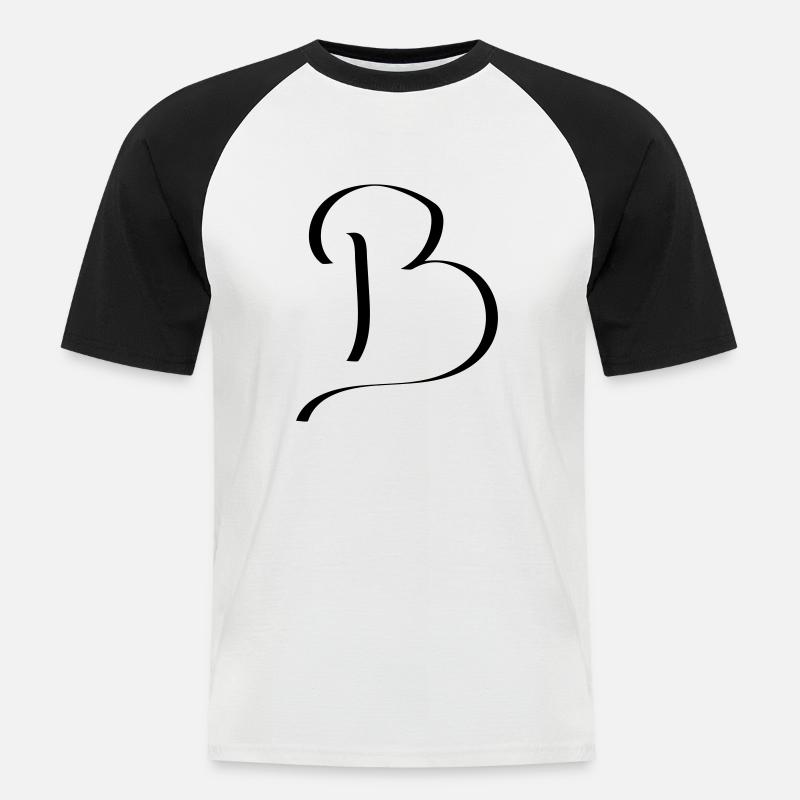 b - Männer Baseball-T-Shirt - Weiß/Schwarz