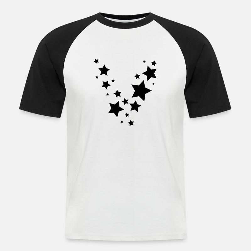 Sterneregen - Männer Baseball-T-Shirt - Weiß/Schwarz