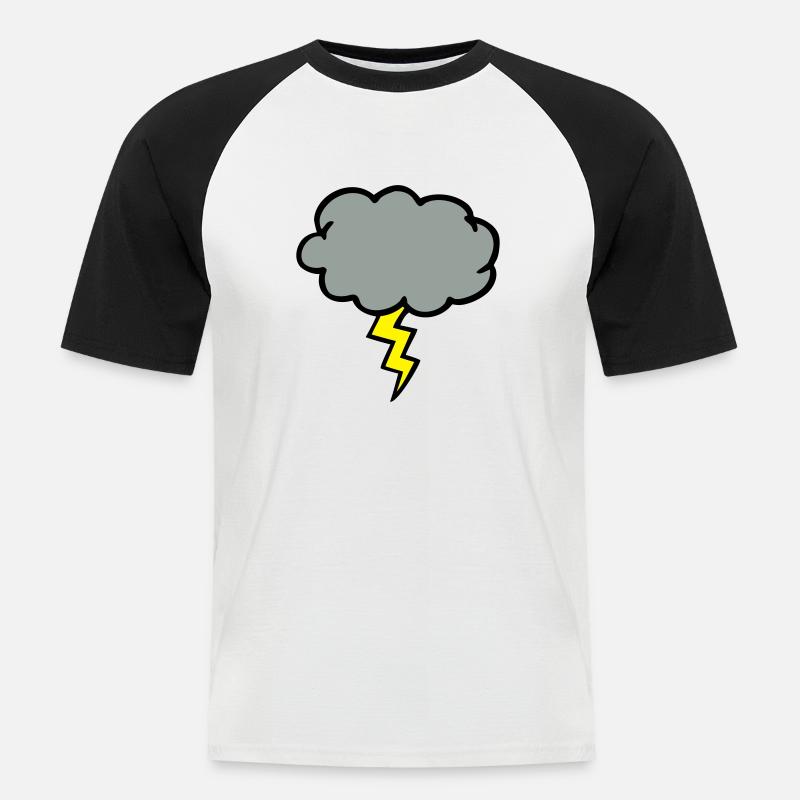 cloud thundercloud lightning thunderbolt - Men's Baseball T-Shirt - white/black