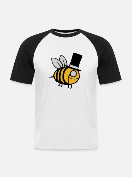 Sir Bee Top Hat - Men's Baseball T-Shirt - white/black