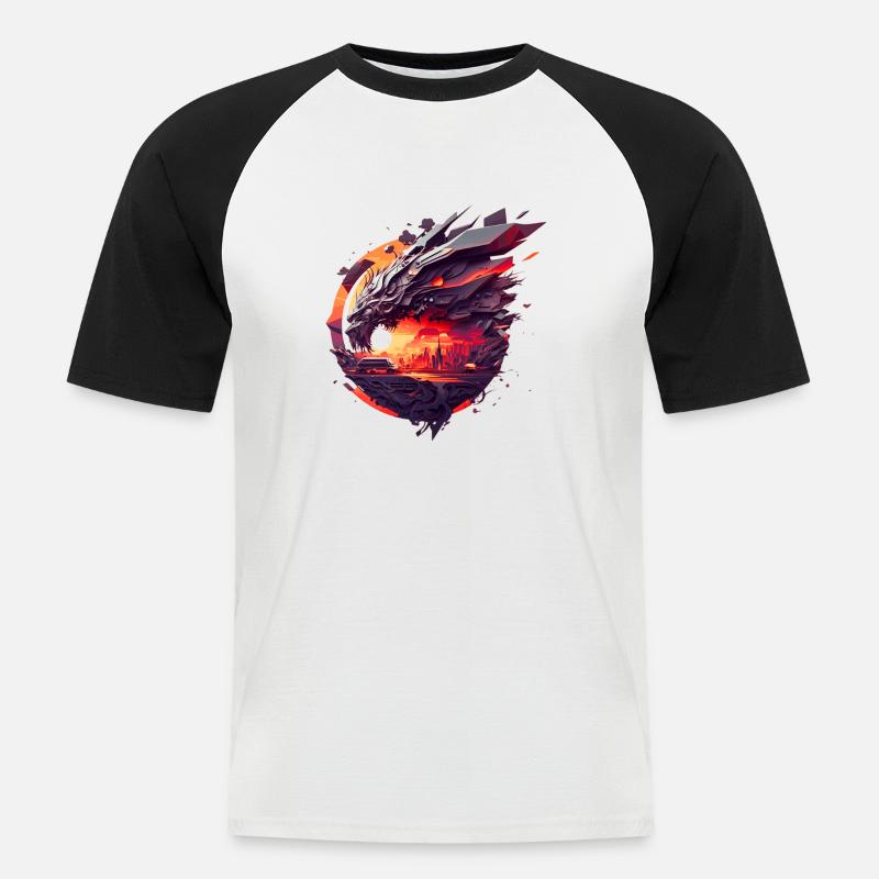 Polygon Vector-konstverk för sci-fi-fans - Kortärmad basebolltröja herr - vit/svart