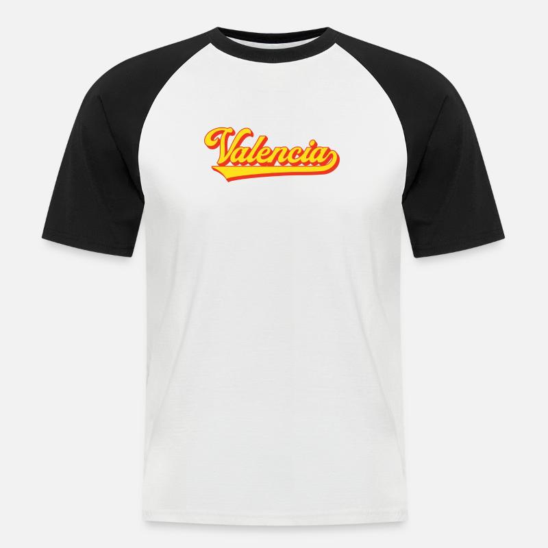 Valencia Script Logo - Men's Baseball T-Shirt - white/black