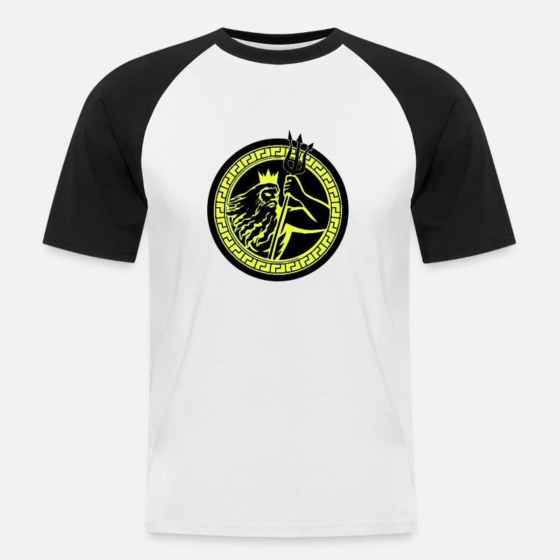 poseidon triton - Männer Baseball-T-Shirt - Weiß/Schwarz