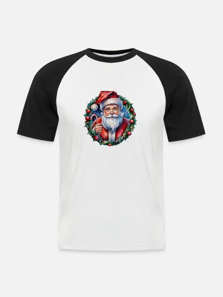 Weihnachtsmann - Traditionell und Aquarell - Männer Baseball-T-Shirt - Weiß/Schwarz