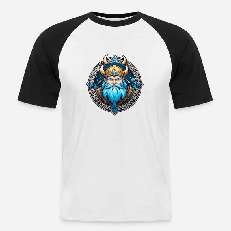 Wikinger Odin Thor Walhalla - Männer Baseball-T-Shirt - Weiß/Schwarz