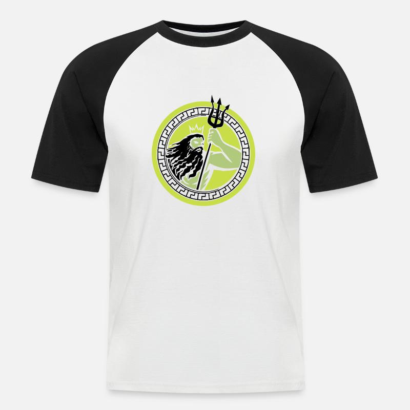 poseidon triton - Männer Baseball-T-Shirt - Weiß/Schwarz