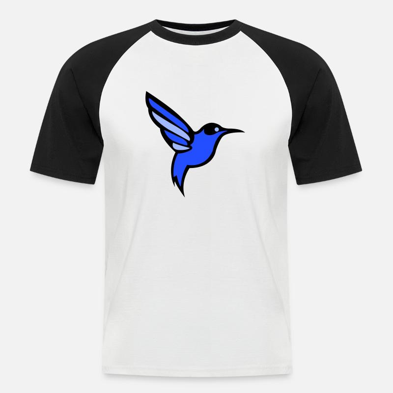kolibri vogel - Männer Baseball-T-Shirt - Weiß/Schwarz