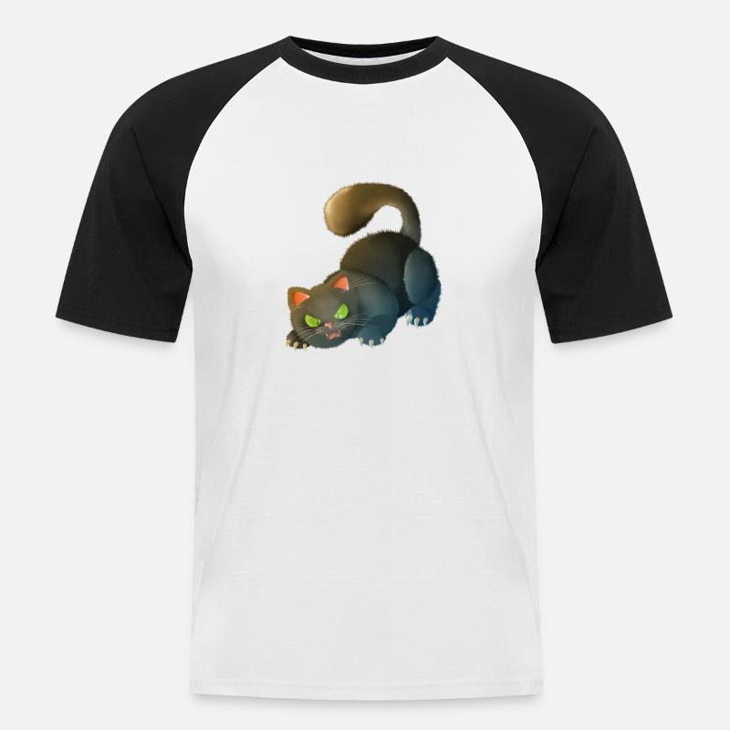 Katze 5 - Männer Baseball-T-Shirt - Weiß/Schwarz
