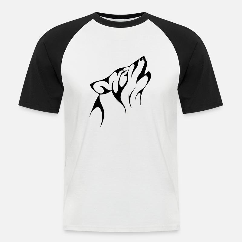 Wolf - Männer Baseball-T-Shirt - Weiß/Schwarz