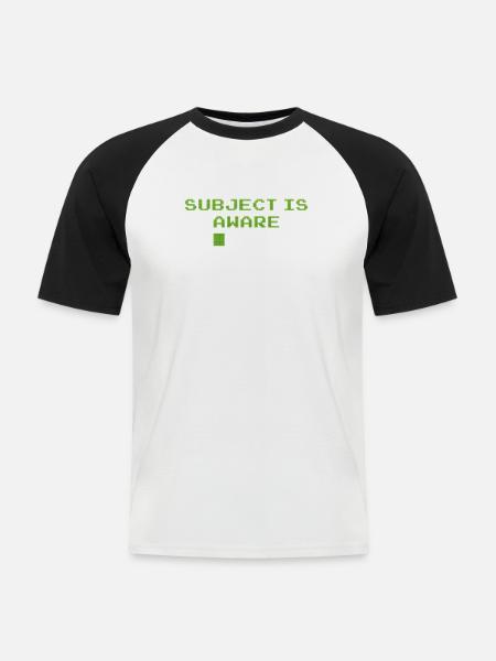 SUBJECT IS AWARE - Männer Baseball-T-Shirt - Weiß/Schwarz
