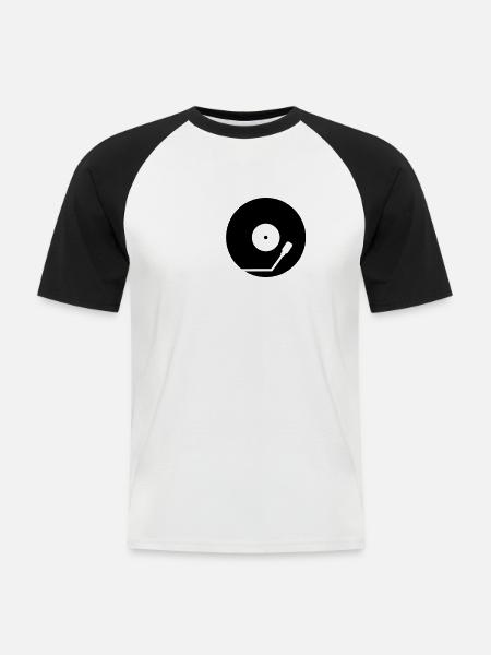 Vinyl Record Music Pulse Heartbeat Frequency - Men's Baseball T-Shirt - white/black
