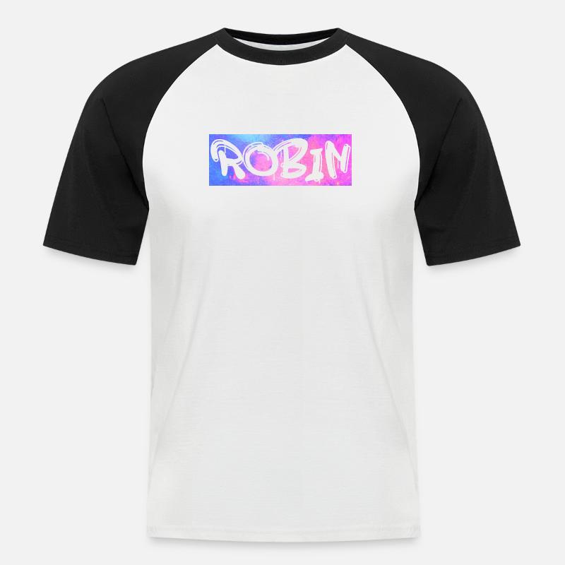 Robin Name Geschenk Geschenkidee Galaxie - Männer Baseball-T-Shirt - Weiß/Schwarz