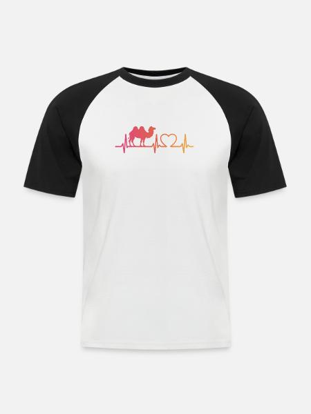 kamel herzschlag - Männer Baseball-T-Shirt - Weiß/Schwarz