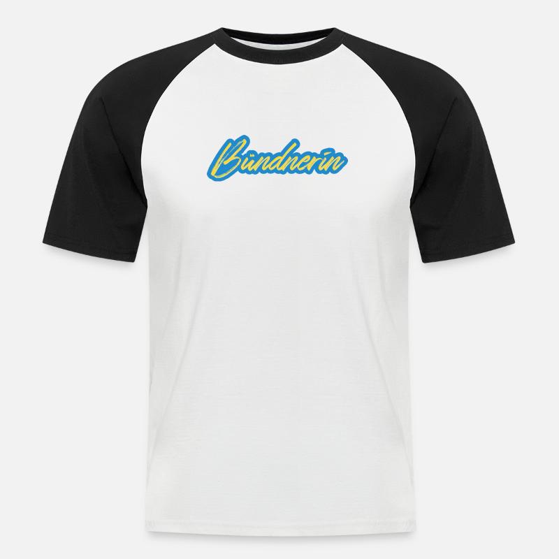 Bündnerin Neon Script - Männer Baseball-T-Shirt - Weiß/Schwarz
