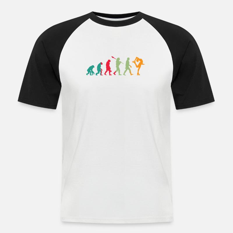 Eislauf Evolution Schlittschuh Entwicklung Winter - Männer Baseball-T-Shirt - Weiß/Schwarz