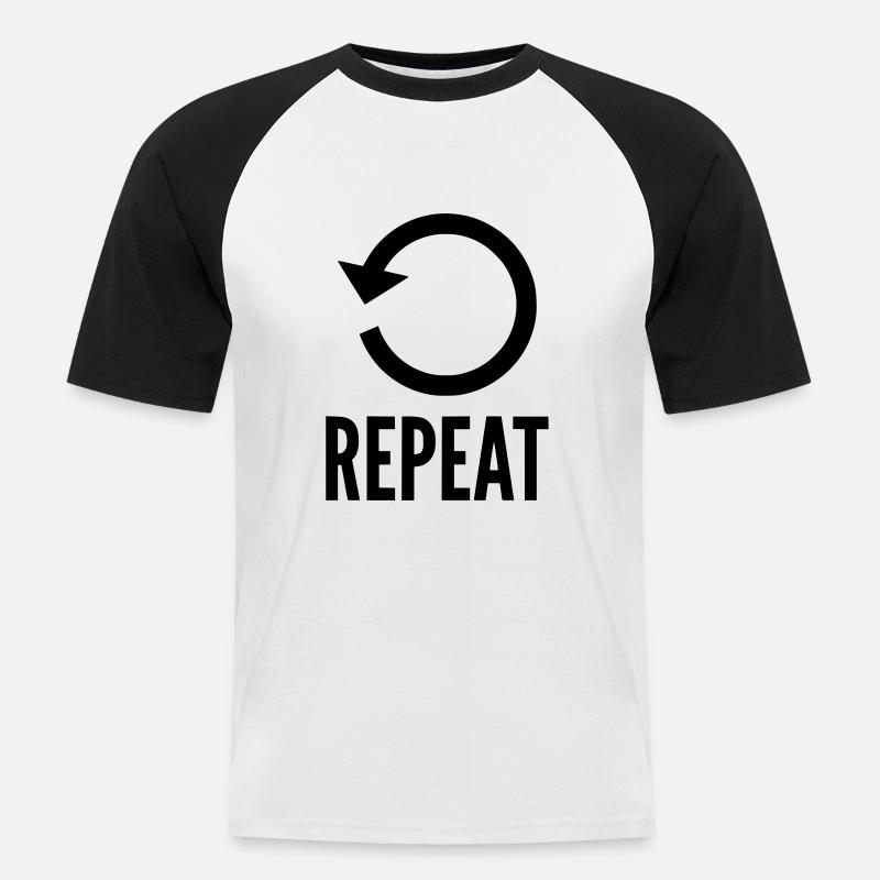 REPEAT - Männer Baseball-T-Shirt - Weiß/Schwarz