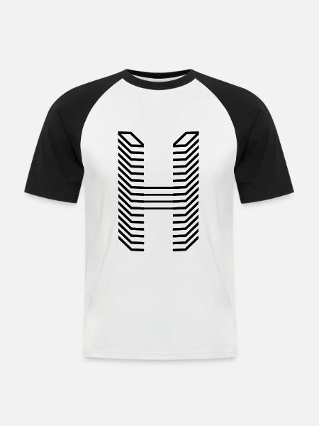 Einzigartiges Buchstaben-H-Logo-Design - Männer Baseball-T-Shirt - Weiß/Schwarz