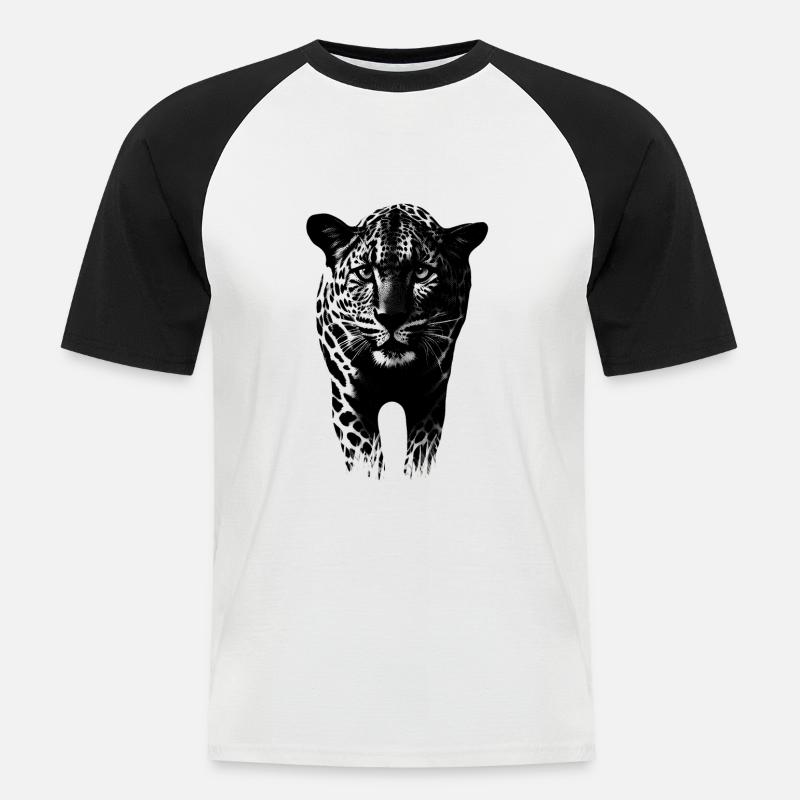 Leopard Gepard Raubkatze - Männer Baseball-T-Shirt - Weiß/Schwarz