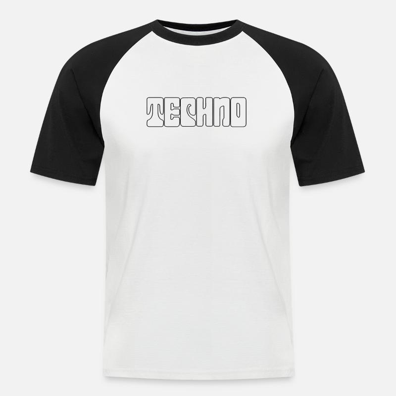 Futuristic Techno Pattern Tee - Men's Baseball T-Shirt - white/black