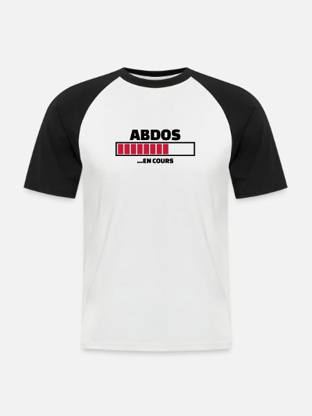 abdos en cours (v.2) - T-shirt baseball manches courtes Homme - blanc/noir