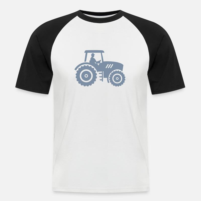 Traktor - Männer Baseball-T-Shirt - Weiß/Schwarz