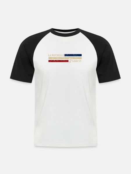 France - La Rochelle - Frankreich - Flagge - Männer Baseball-T-Shirt - Weiß/Schwarz