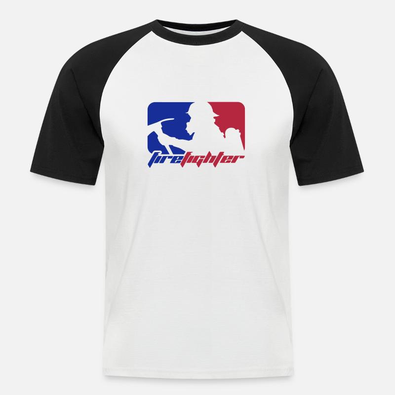 firefighter - Männer Baseball-T-Shirt - Weiß/Schwarz