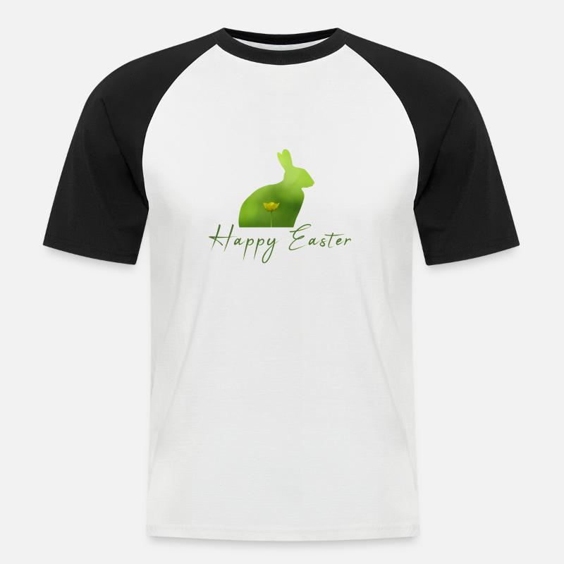Happy Easter rabbit - Männer Baseball-T-Shirt - Weiß/Schwarz