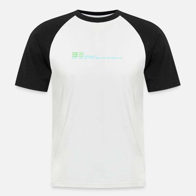 Linux-Terminal - Männer Baseball-T-Shirt - Weiß/Schwarz