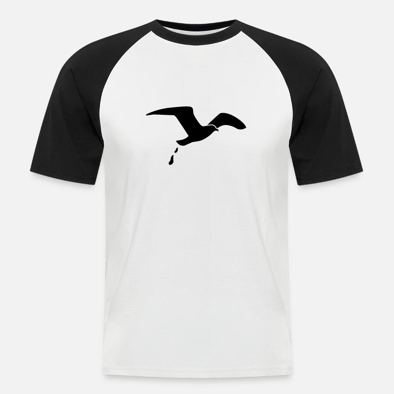 Möwe - Männer Baseball-T-Shirt - Weiß/Schwarz