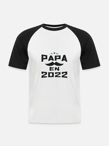 Papa en 2022 - T-shirt baseball manches courtes Homme - blanc/noir