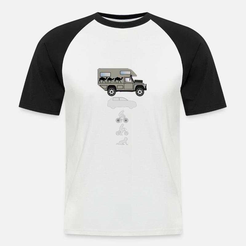 Evolution Offroad Camper - Männer Baseball-T-Shirt - Weiß/Schwarz