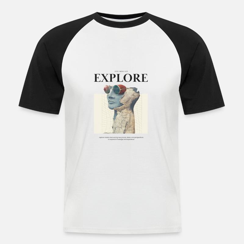 Explore - Männer Baseball-T-Shirt - Weiß/Schwarz