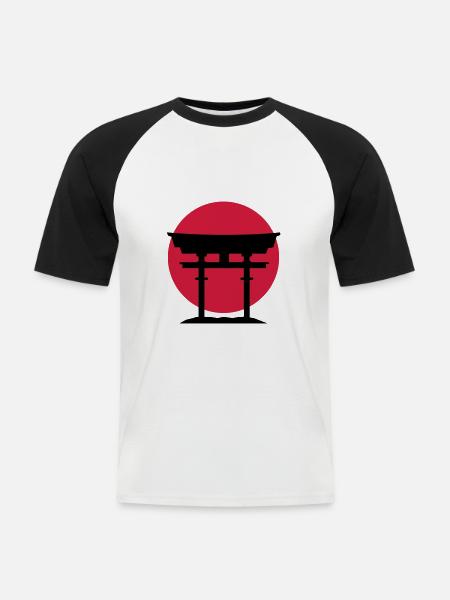 japan gate - Männer Baseball-T-Shirt - Weiß/Schwarz