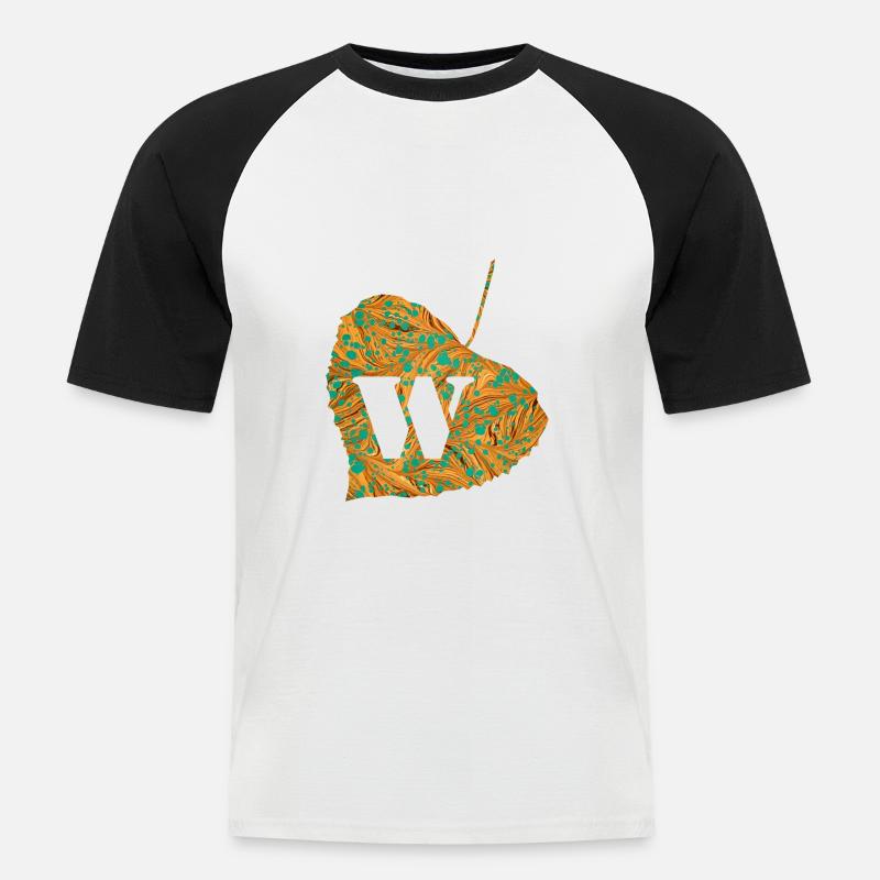 blatt e 95 w - Männer Baseball-T-Shirt - Weiß/Schwarz