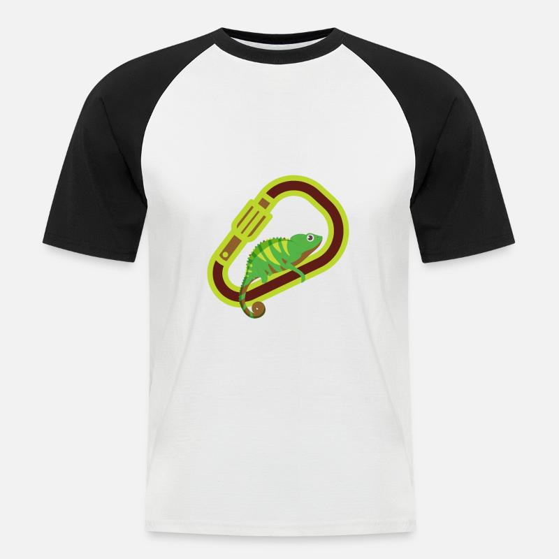 Bouldern, Klettern, Freiklettern Chameleon Boulder - Männer Baseball-T-Shirt - Weiß/Schwarz