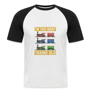 3. Geburtstag, 3 Jahre Züge Lok Kids, Boy Junge - Männer Baseball-T-Shirt - Weiß/Schwarz - Vorne - Nik (191cm)