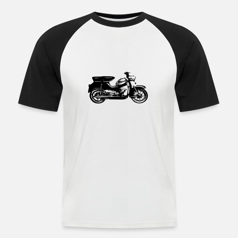 Mofa DS 50 Moped - Männer Baseball-T-Shirt - Weiß/Schwarz