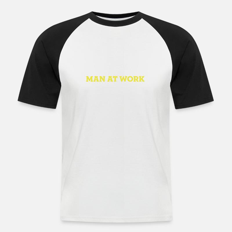 MAN AT WORK - Männer Baseball-T-Shirt - Weiß/Schwarz
